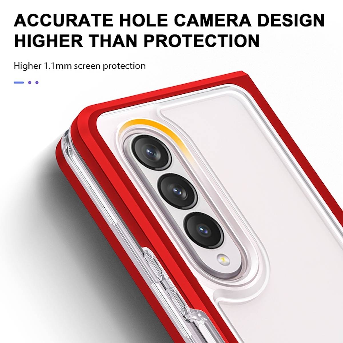 Für Samsung Galaxy Z Fold4 5G 360 Grad Schock Durchsichtig Acrylic + PC + TPU Cover Handy Tasche Hülle Etuis Rot