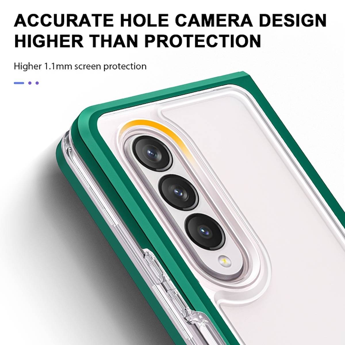 Für Samsung Galaxy Z Fold4 5G 360 Grad Schock Durchsichtig Acrylic + PC + TPU Cover Handy Tasche Hülle Etuis Grün