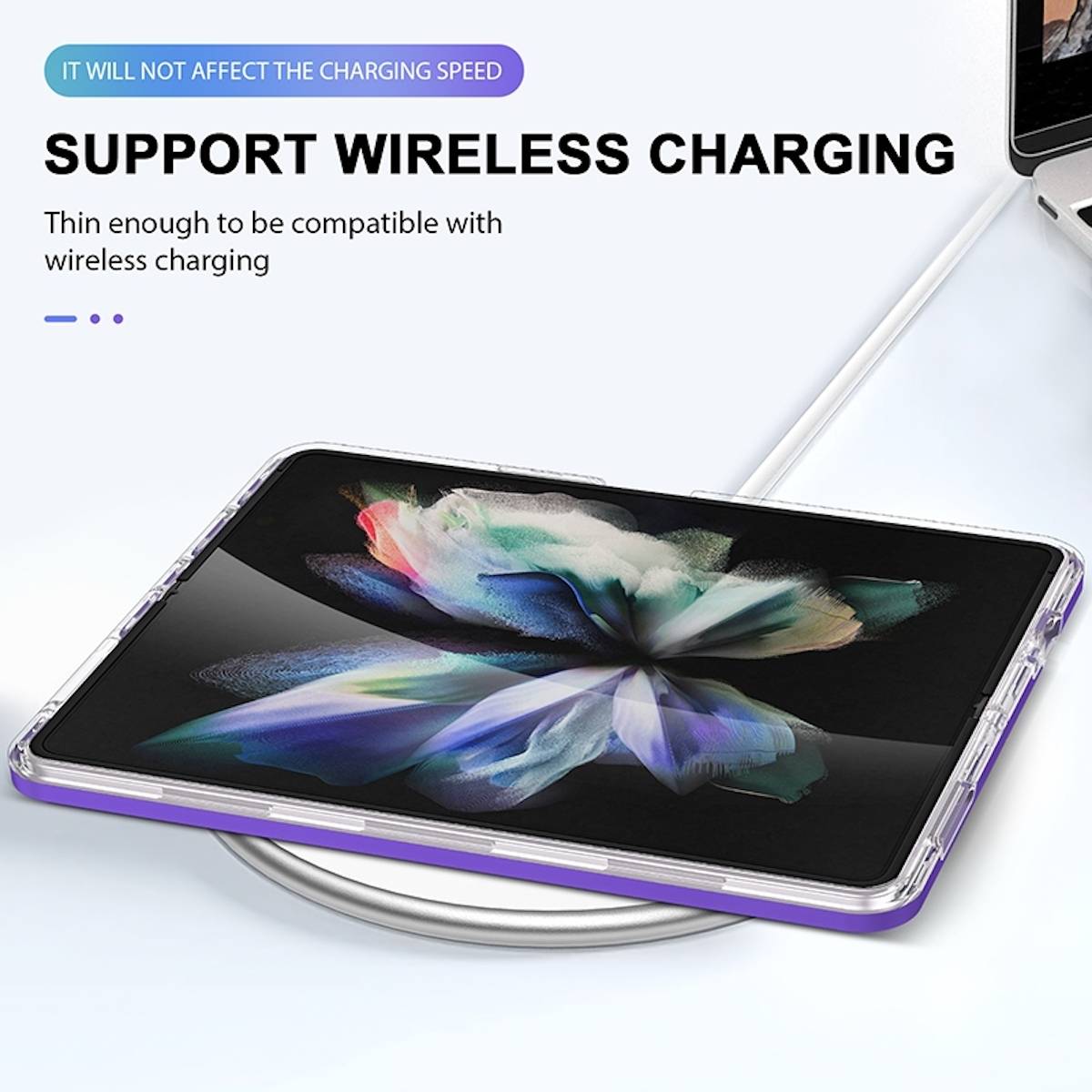 Für Samsung Galaxy Z Fold4 5G 360 Grad Schock Durchsichtig Acrylic + PC + TPU Cover Handy Tasche Hülle Etuis Lila