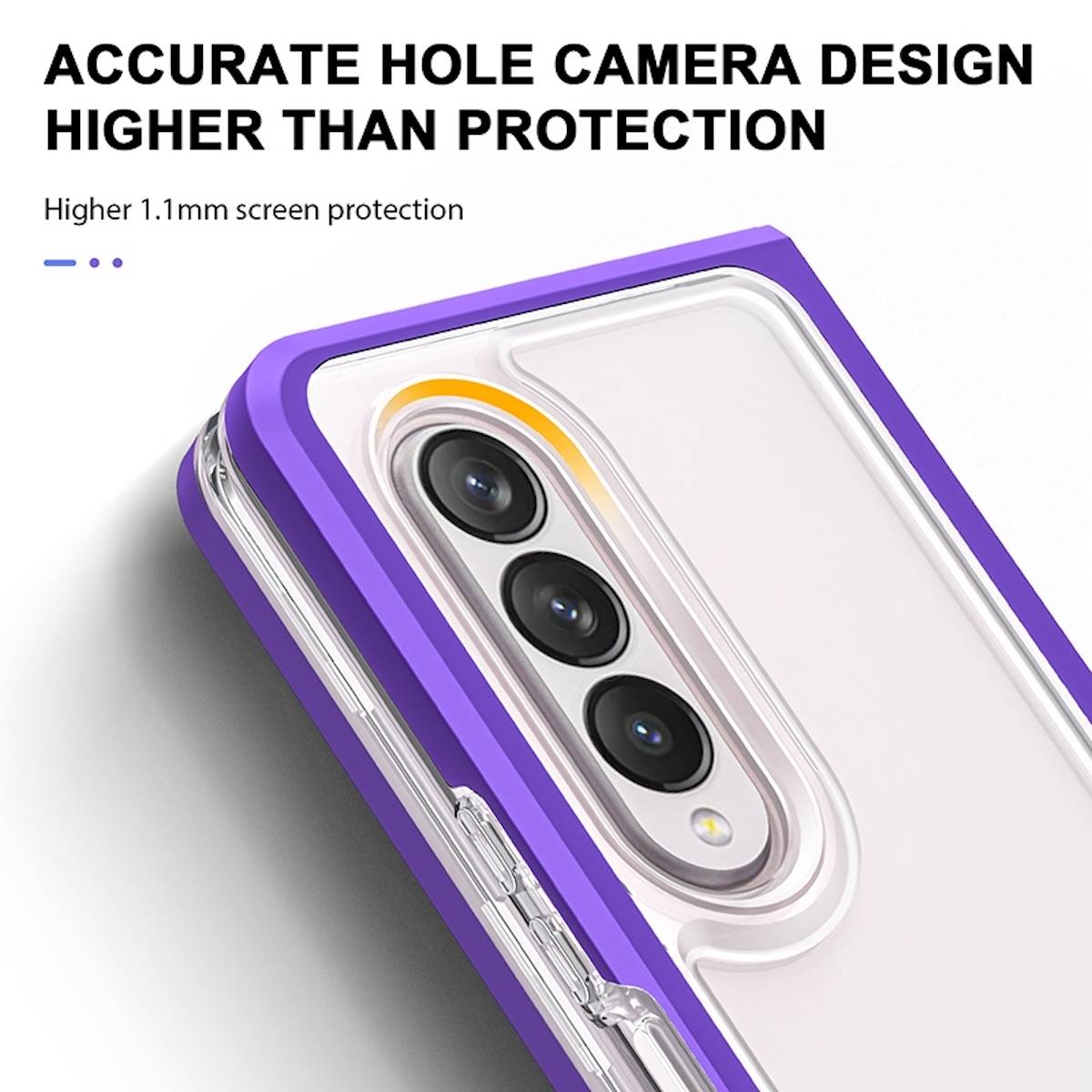 Für Samsung Galaxy Z Fold4 5G 360 Grad Schock Durchsichtig Acrylic + PC + TPU Cover Handy Tasche Hülle Etuis Lila