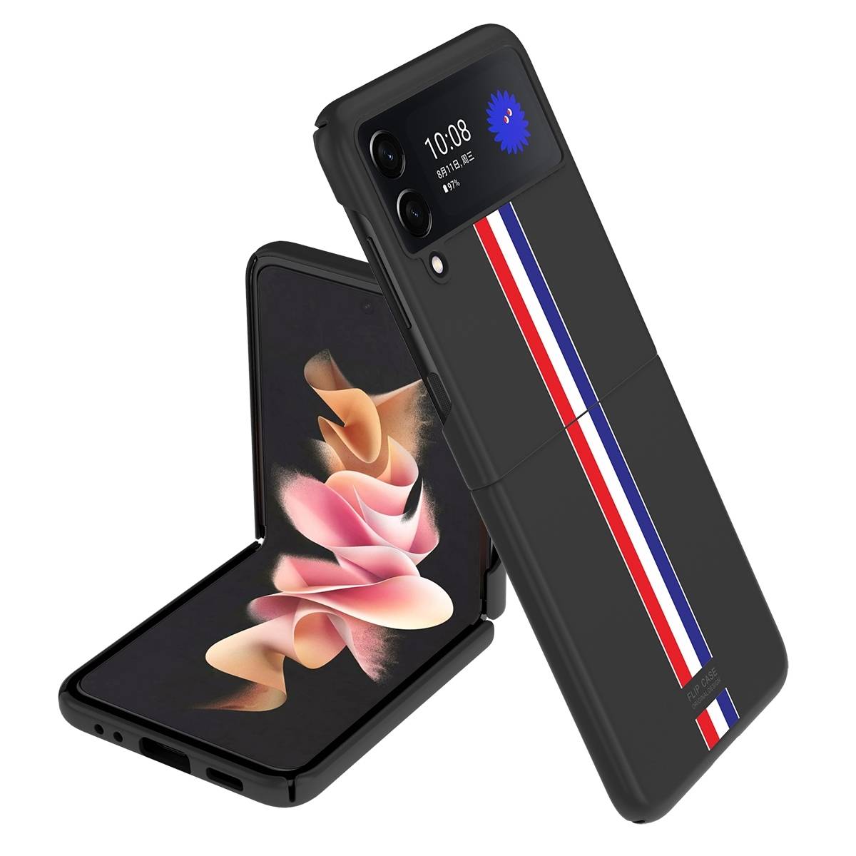 Für Samsung Galaxy Z Flip4 5G Design Hart Cover Handy Tasche Hülle Etuis Schwarz
