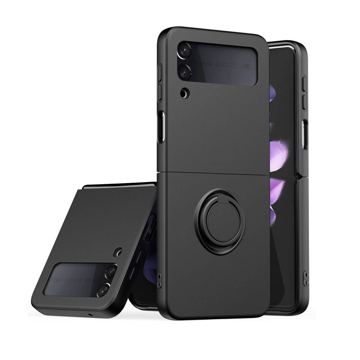 Für Samsung Galaxy Z Flip4 5G Design Silikon Ring Handy Tasche Hülle Etuis Schwarz