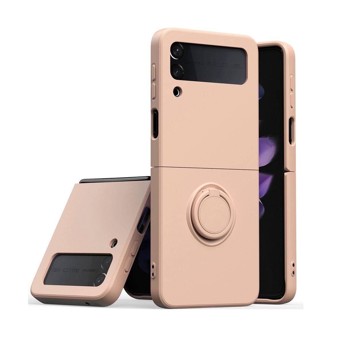 Für Samsung Galaxy Z Flip4 5G Design Silikon Ring Handy Tasche Hülle Etuis Rosa
