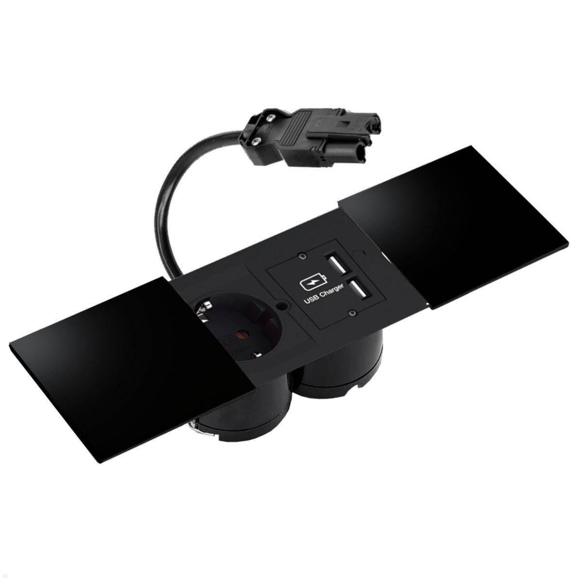 Bachmann DUE Steckdose, USB-Charger A/A, Deckel, schwarz (929.040DB)