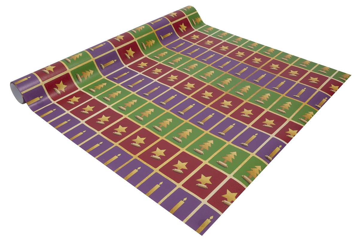 SIGEL Weihnachts-Geschenkpapier Cut-out style - grün, rot, violett - 5 m x 500 mm
