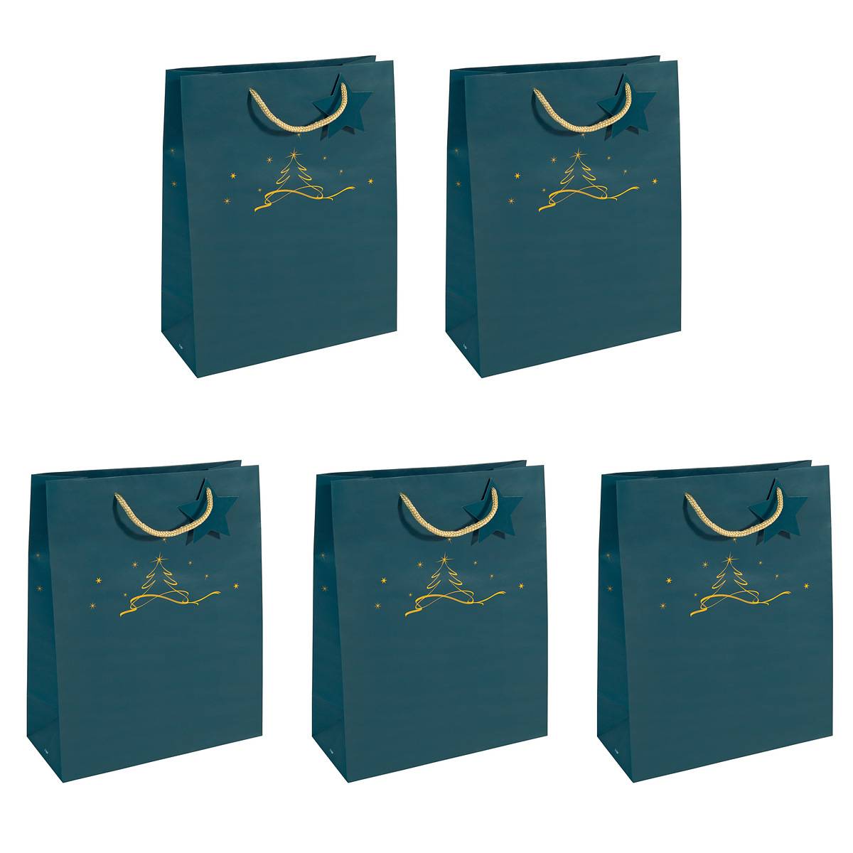 SIGEL Geschenktasche groß - petrol - mit Bodeneinlage, Geschenkanhänger und farblich abgestimmten Tragekordeln