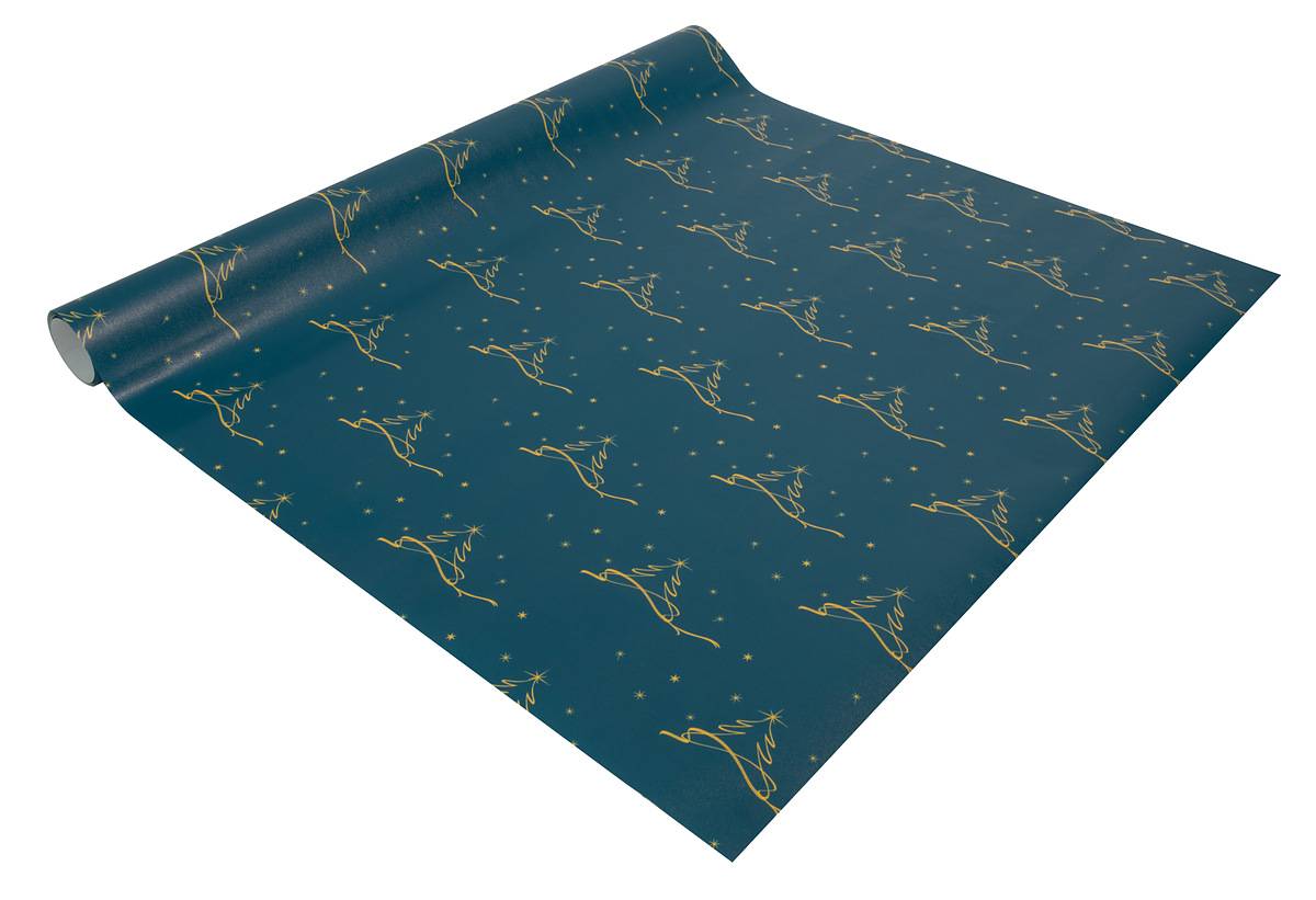 SIGEL Weihnachts-Geschenkpapier Christmas tree - petrol, gelb - 5 m x 500 mm