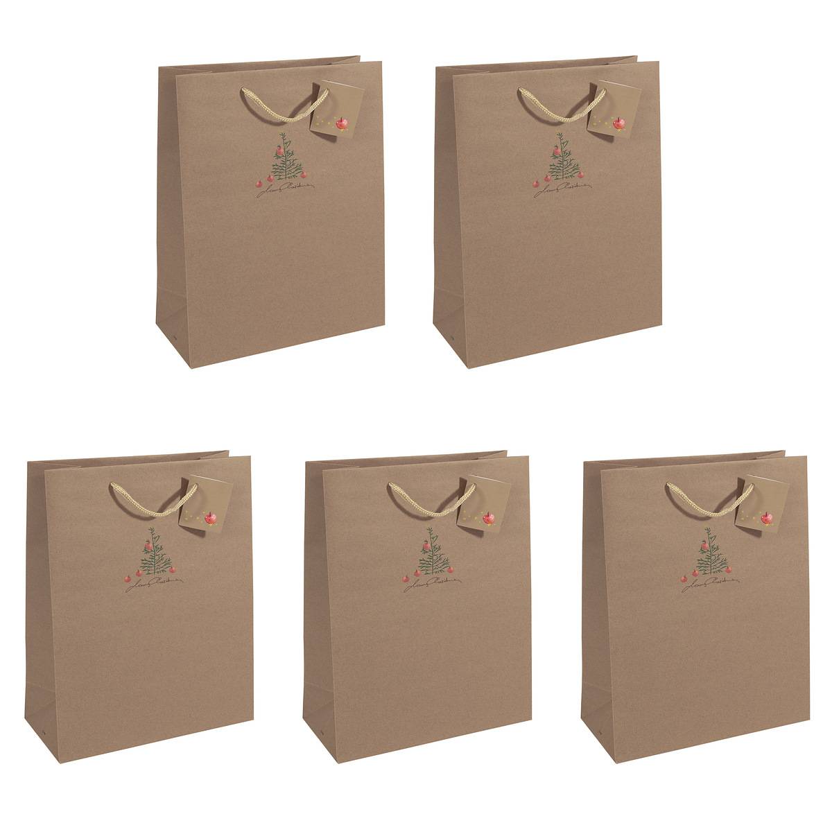 SIGEL Geschenktasche groß - beige - mit Bodeneinlage, Geschenkanhänger und farblich abgestimmten Tragekordeln