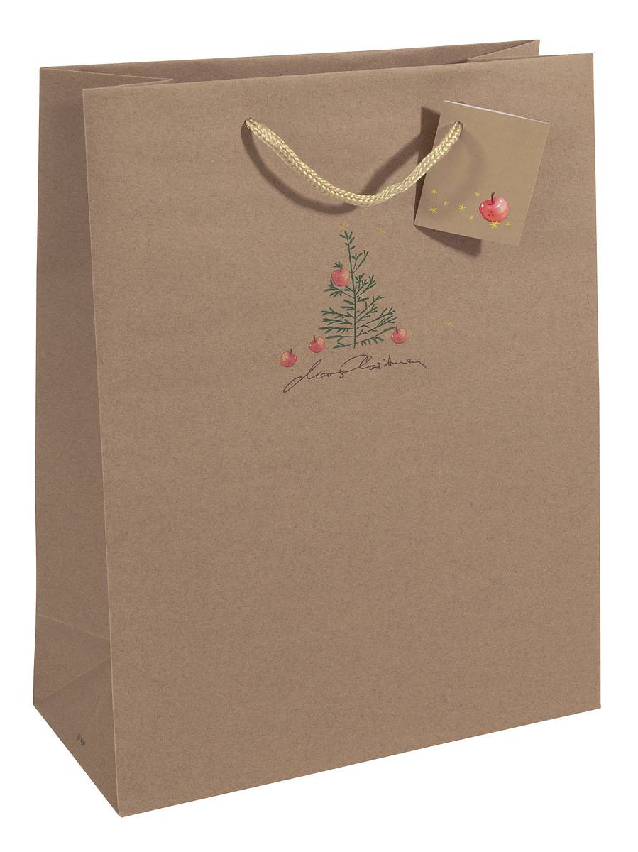 SIGEL Geschenktasche groß - beige - mit Bodeneinlage, Geschenkanhänger und farblich abgestimmten Tragekordeln