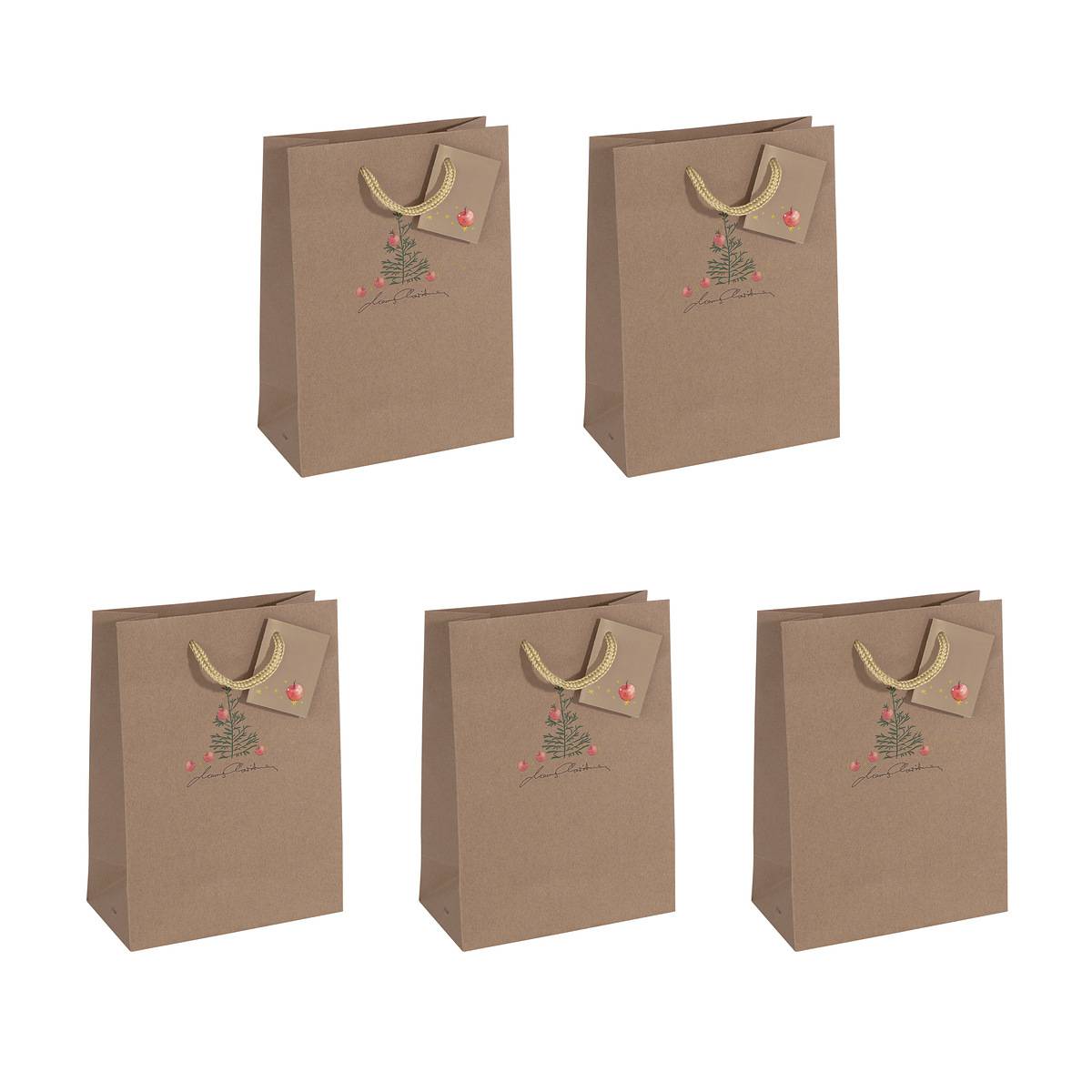 SIGEL Geschenktasche mittel - beige - mit Bodeneinlage, Geschenkanhänger und farblich abgestimmten Tragekordeln