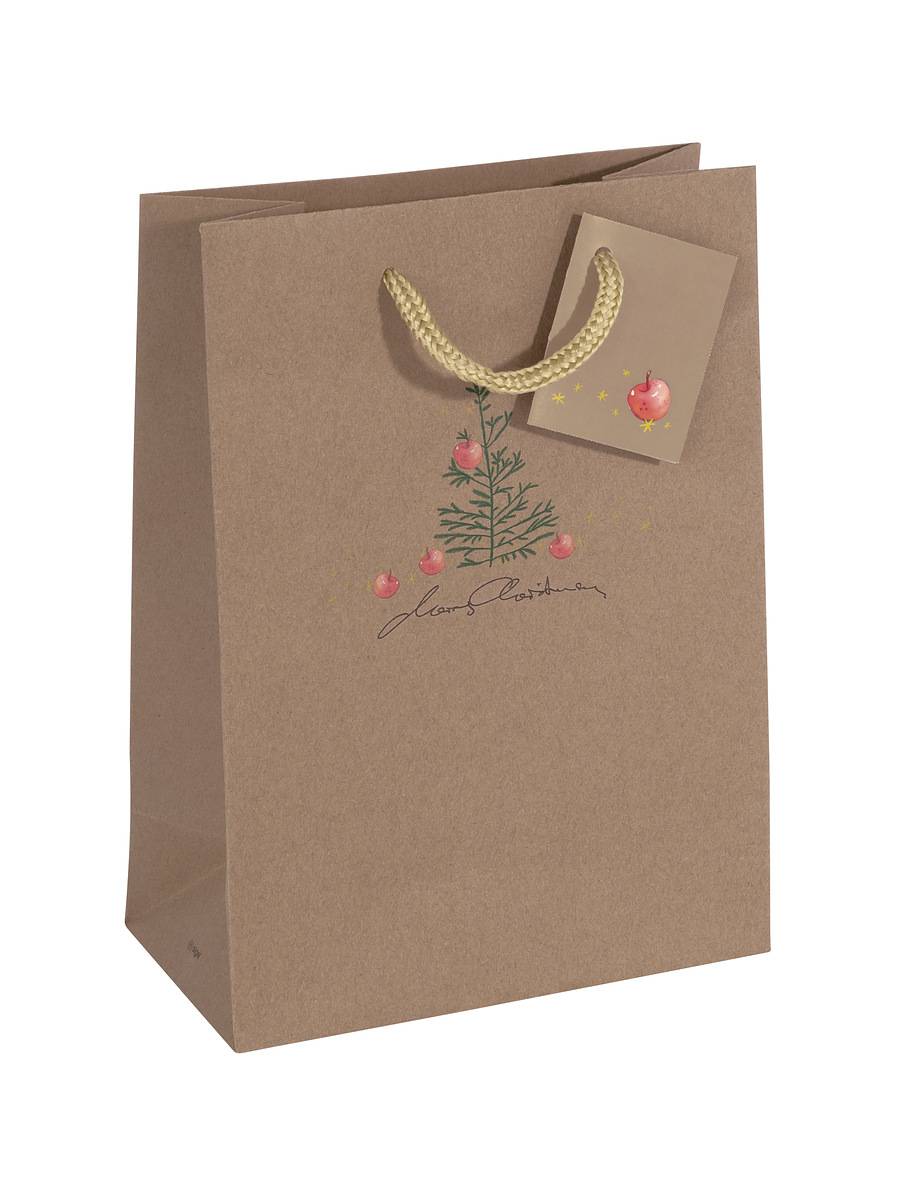 SIGEL Geschenktasche mittel - beige - mit Bodeneinlage, Geschenkanhänger und farblich abgestimmten Tragekordeln