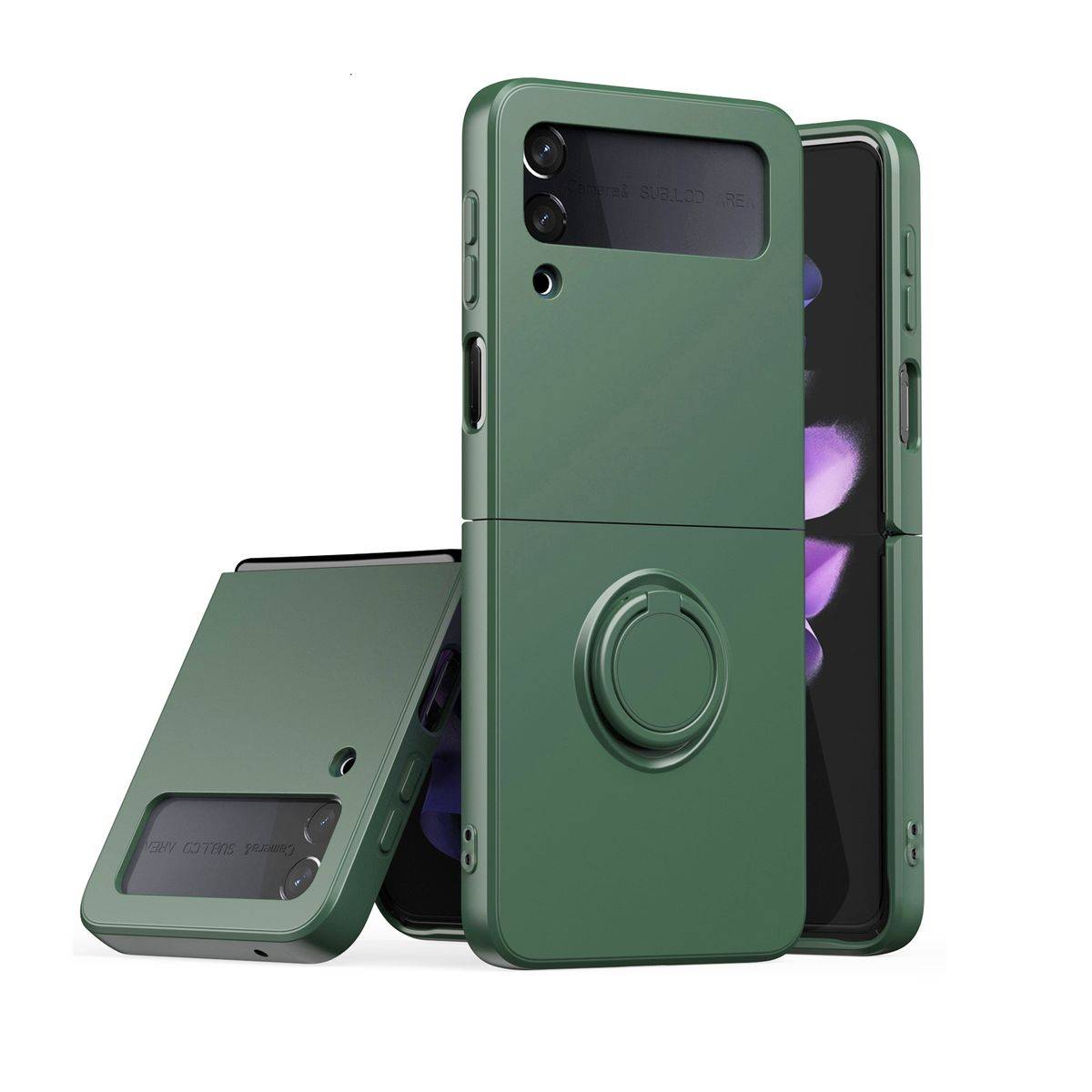 Für Samsung Galaxy Z Flip4 5G Design Silikon Ring Handy Tasche Hülle Etuis Grün