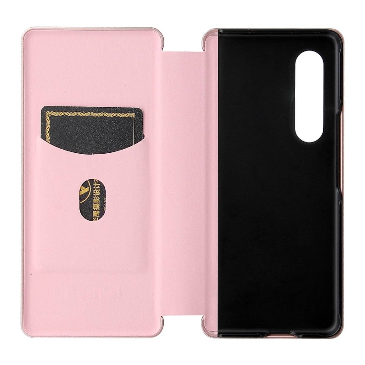 Für Samsung Galaxy Z Fold4 5G Carbon Kunstleder Handy Tasche Hülle Etuis Pink
