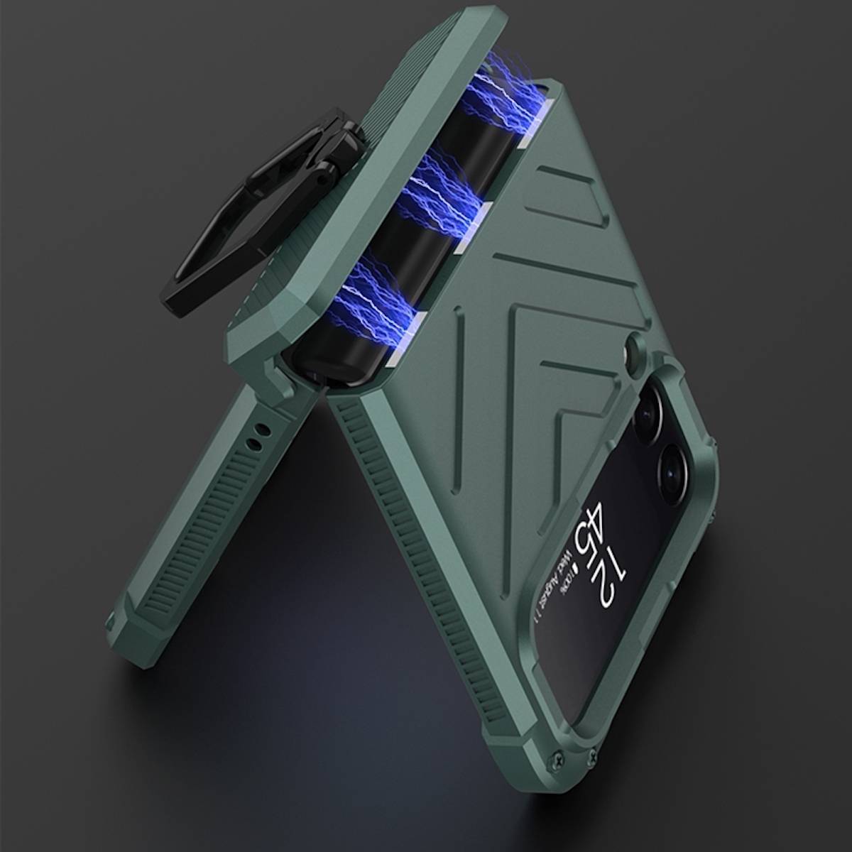 Für Samsung Galaxy Z Flip4 5G Outdoor Kunststoff Armor Magnet Ring Hart Cover Handy Tasche Hülle Etuis Lila