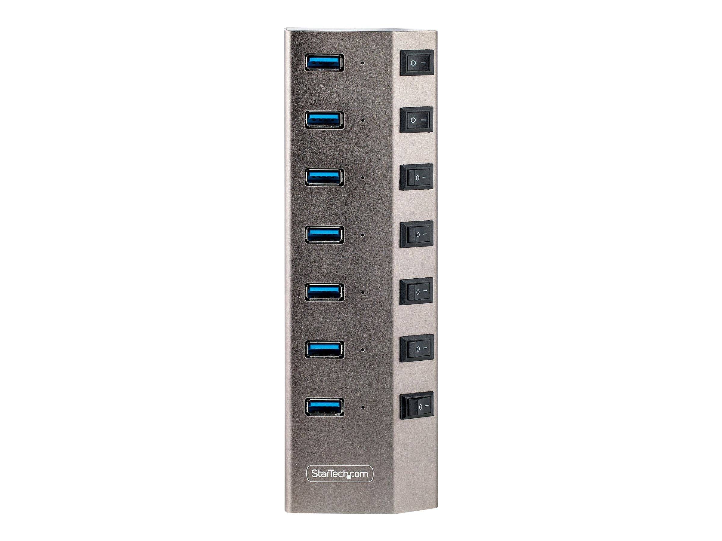StarTech.com 7-Port Self-Powered USB-C Hub with Individual On/Off Switches, USB 3.0 5Gbps Expansion Hub w/Power Supply,