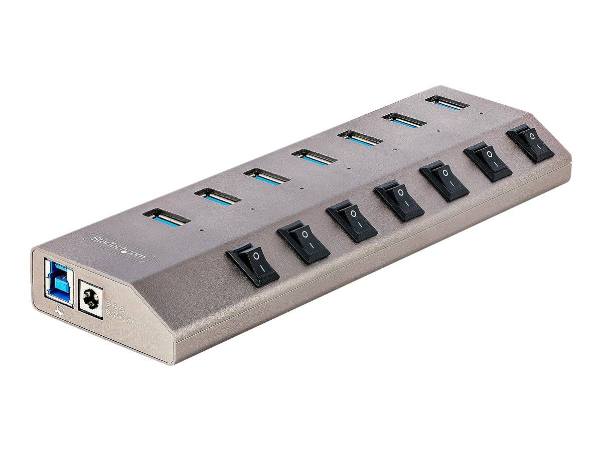 StarTech.com 7-Port Self-Powered USB-C Hub with Individual On/Off Switches, USB 3.0 5Gbps Expansion Hub w/Power Supply,