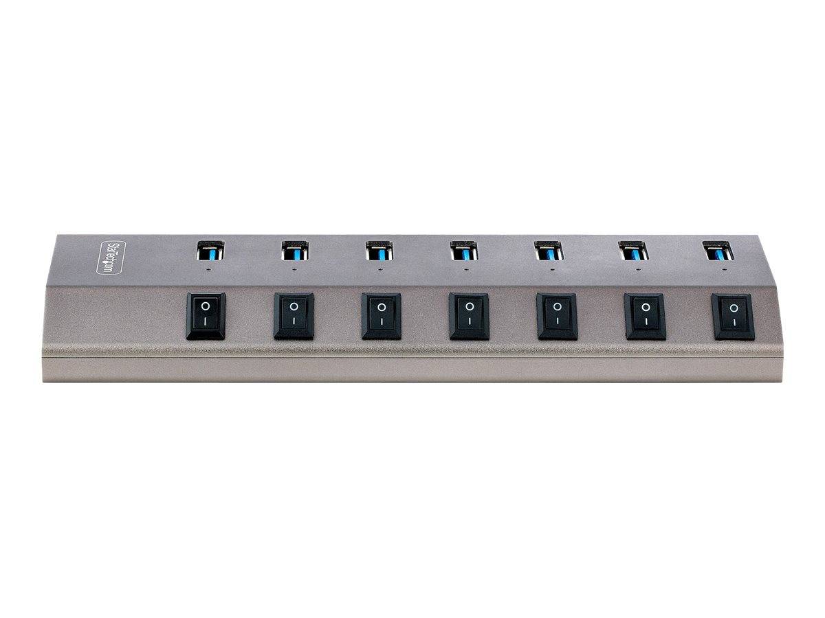 StarTech.com 7-Port Self-Powered USB-C Hub with Individual On/Off Switches, USB 3.0 5Gbps Expansion Hub w/Power Supply,