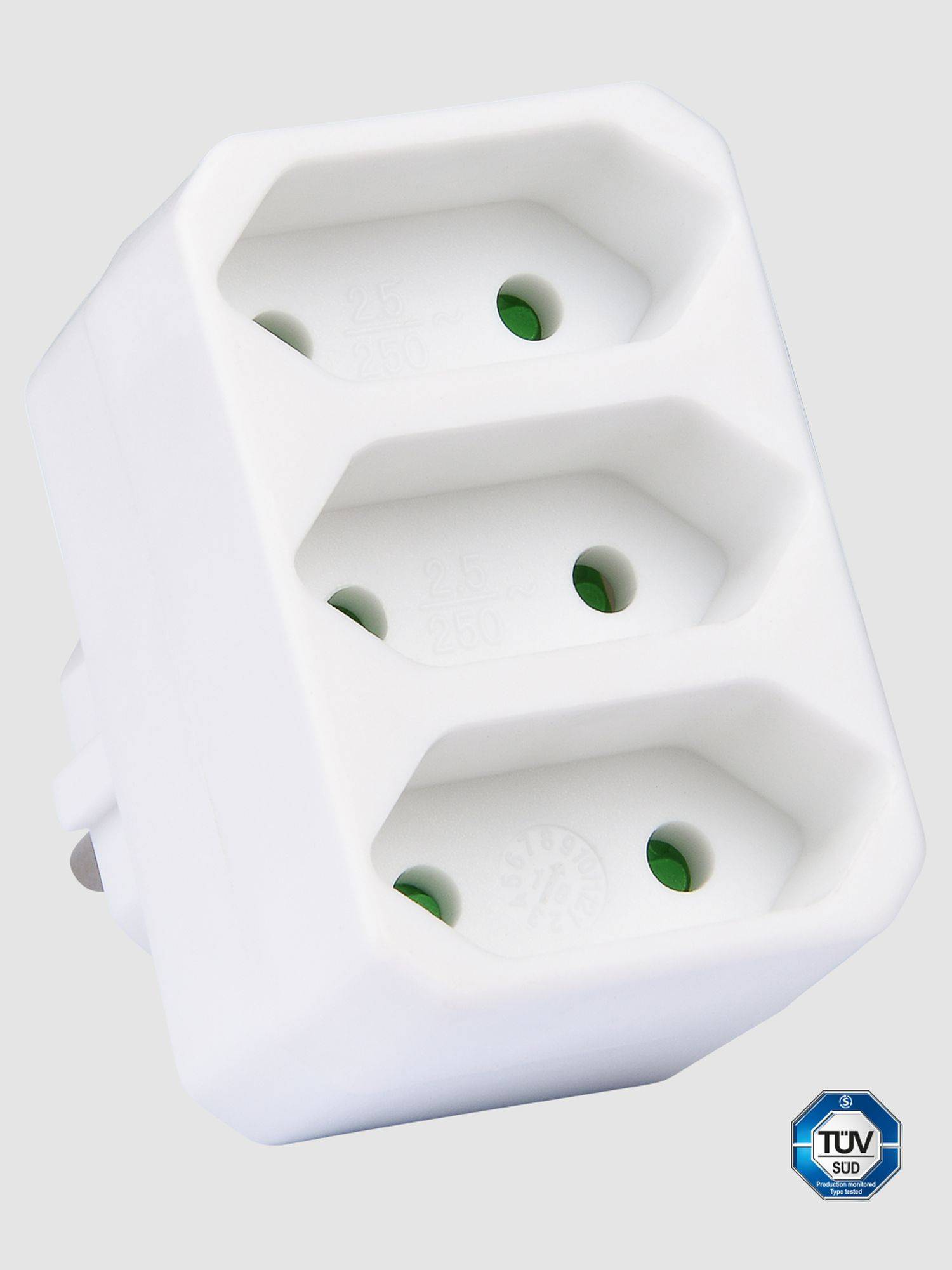 HEITECH 3 Fach Steckdosenadapter dreifachsteckdose ohne Schalter Adapterstecker Kindersicherung