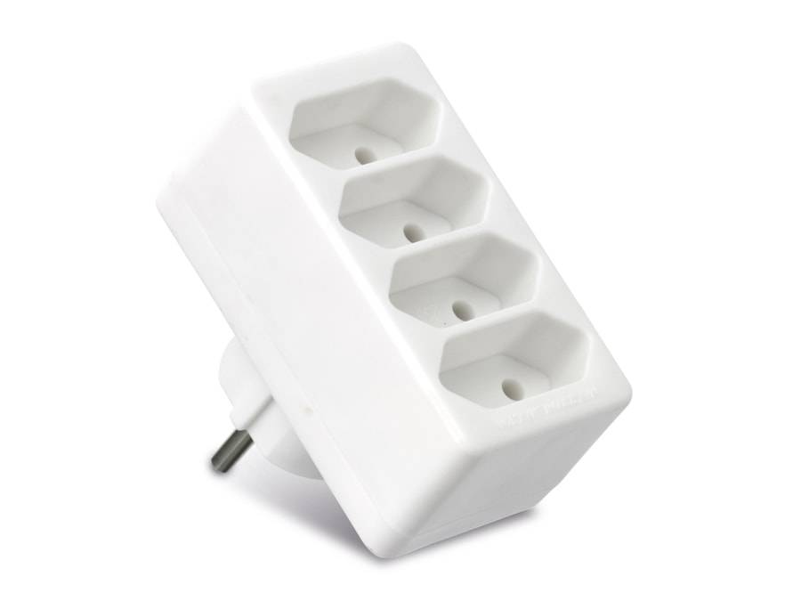 HEITECH 4 Fach Steckdosenadapter dreifachsteckdose ohne Schalter Adapterstecker Kindersicherung