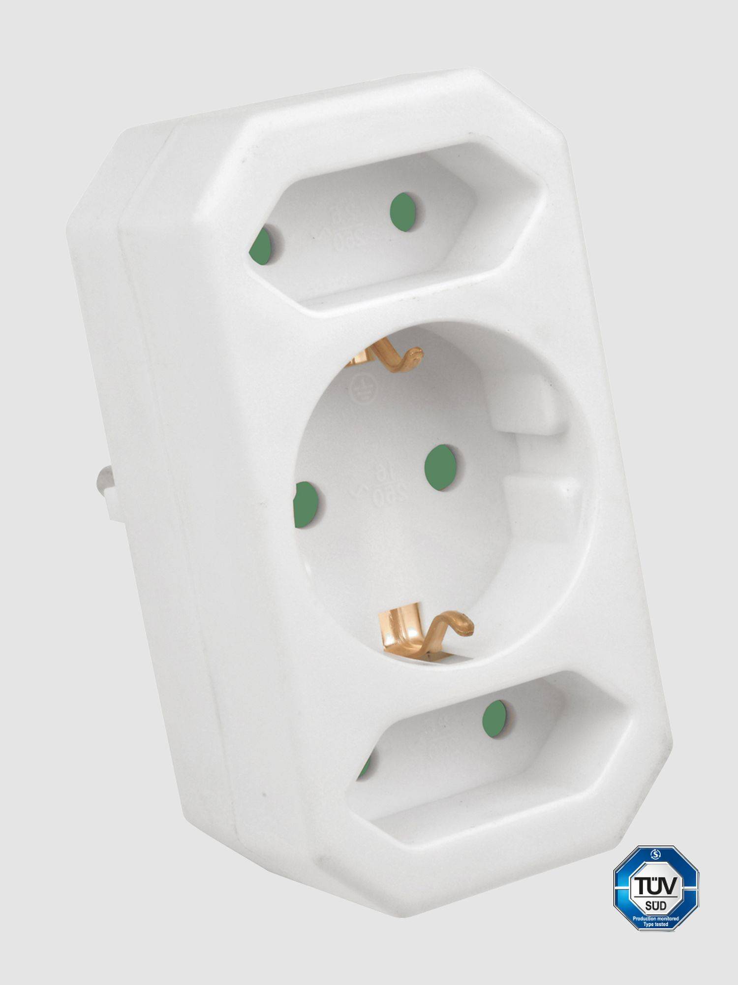 HEITECH 3 Fach Steckdosenadapter - Mehrfachsteckdose ohne Schalter, Belastbarkeit bis max. 3500W - Adapterstecker