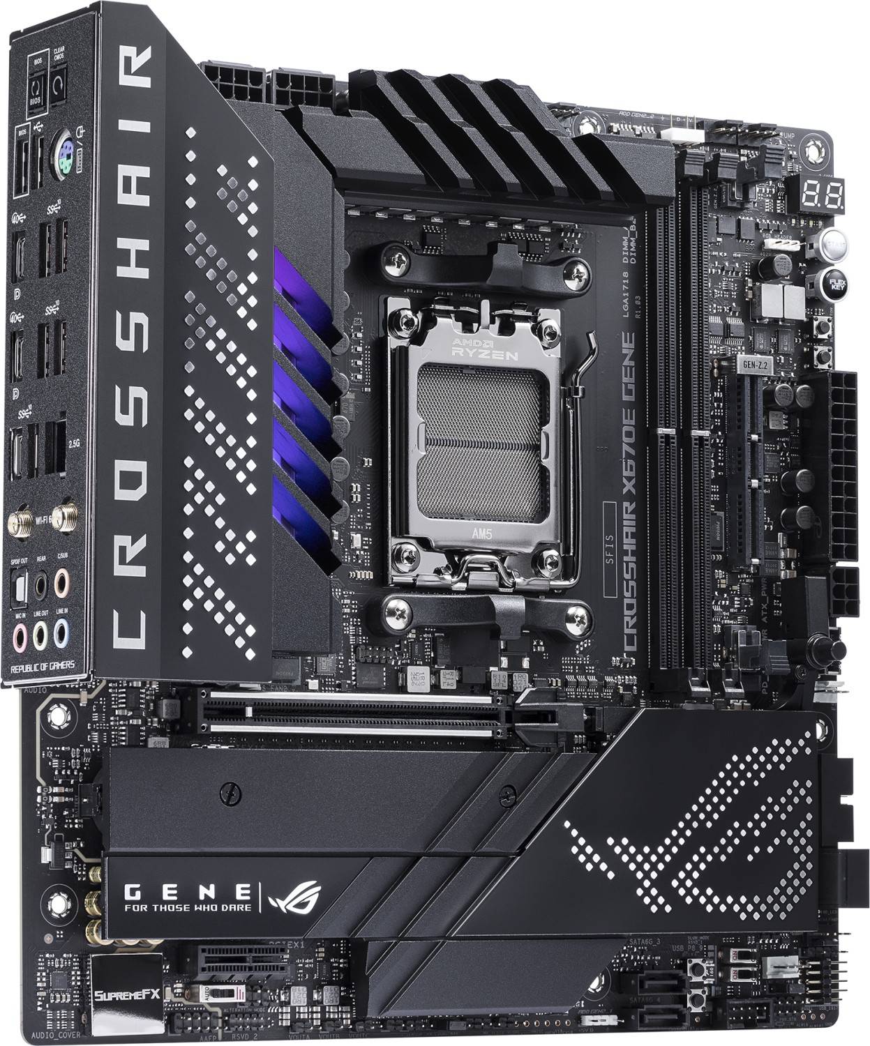 ASUS ROG Crosshair X670E Gene - Motherboard - micro ATX - Socket AM5 - AMD X670E Chipsatz - USB 3.2 Gen 2, USB4, USB-C 3