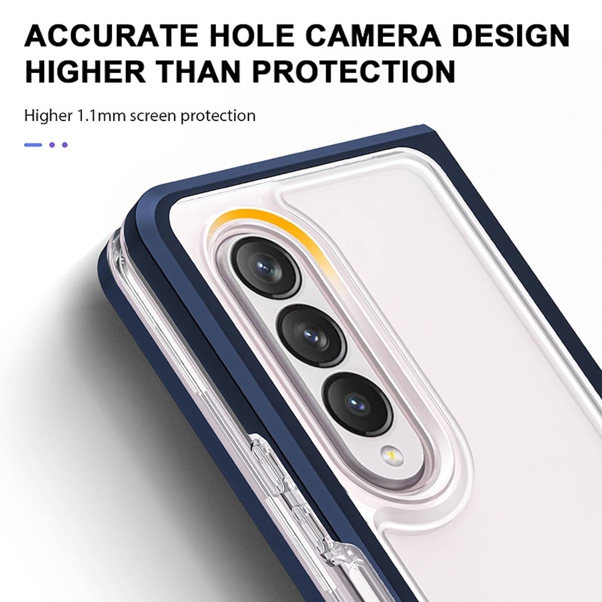 Für Samsung Galaxy Z Fold4 5G 360 Grad Schock Durchsichtig Acrylic + PC + TPU Cover Handy Tasche Hülle Etuis Schwarz