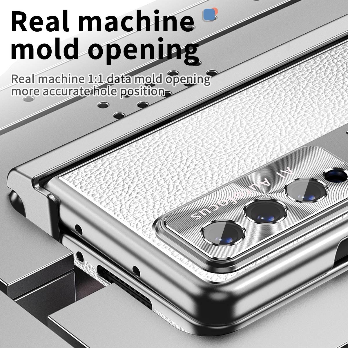 Für Samsung Galaxy Z Fold4 5G Magnetische Kunststoff / Glas Handy Tasche Hülle Etuis Silber + Stift