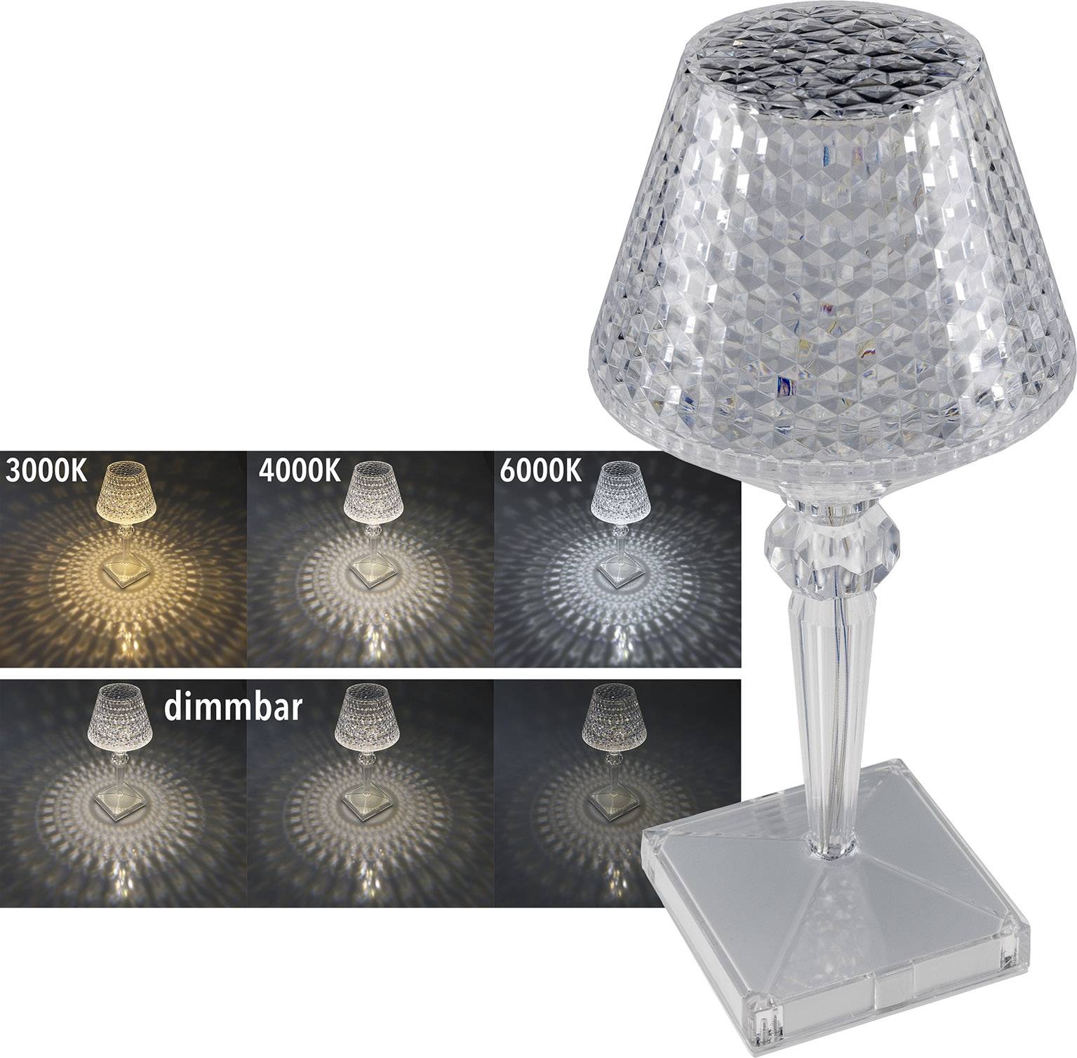 LED Akku-Tischleuchte "Foco Guapa" Li-Akku, Weiß & Warmweiß, ØxH 11x26cm