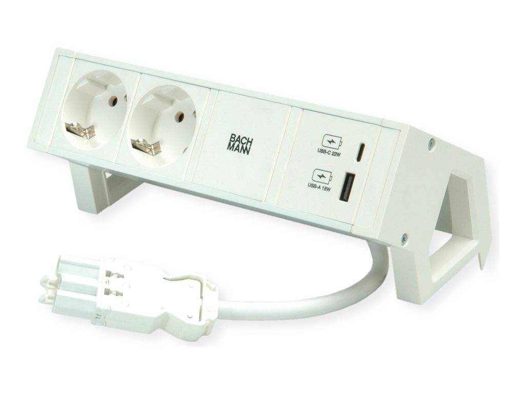 Bachmann DESK 2 - Steckdosenleiste - Eingabe, Eingang GST18 - Ausgangsanschlüsse: 4 (USB, 24 pin USB-C, 2-polig)