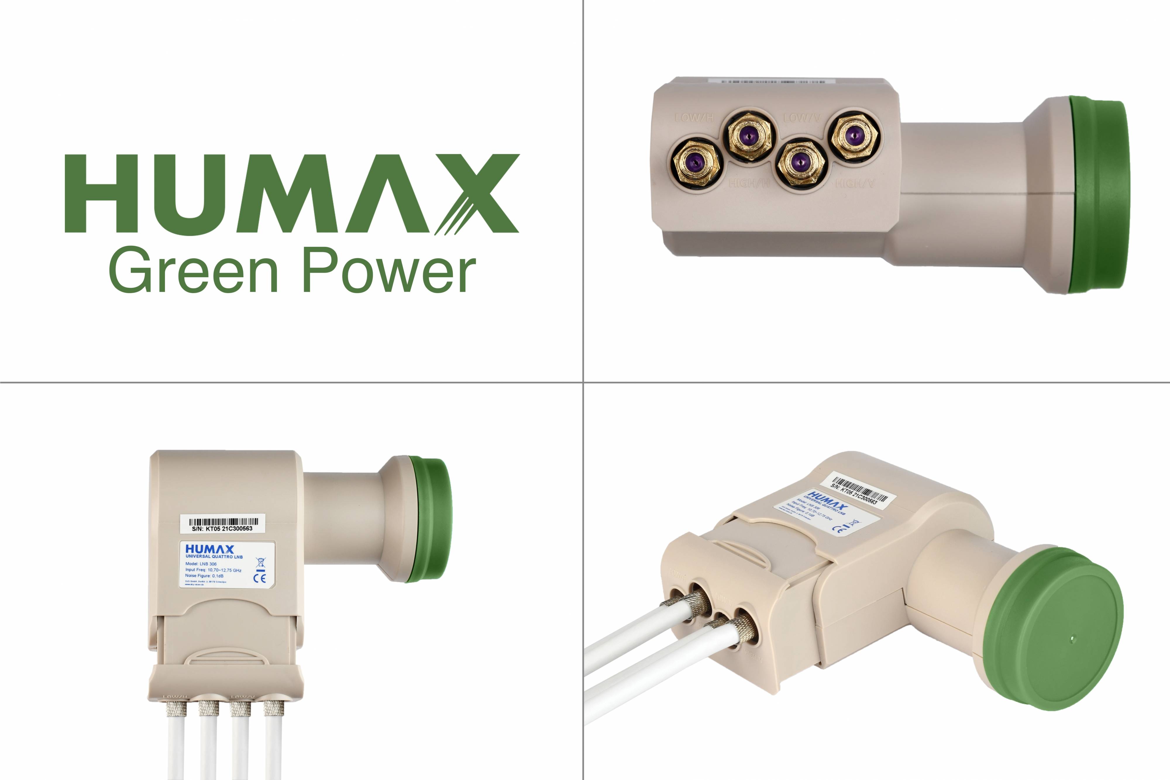 Humax Green Power Quattro LNB für Multischalter, Wetterschutz, LTE Filter