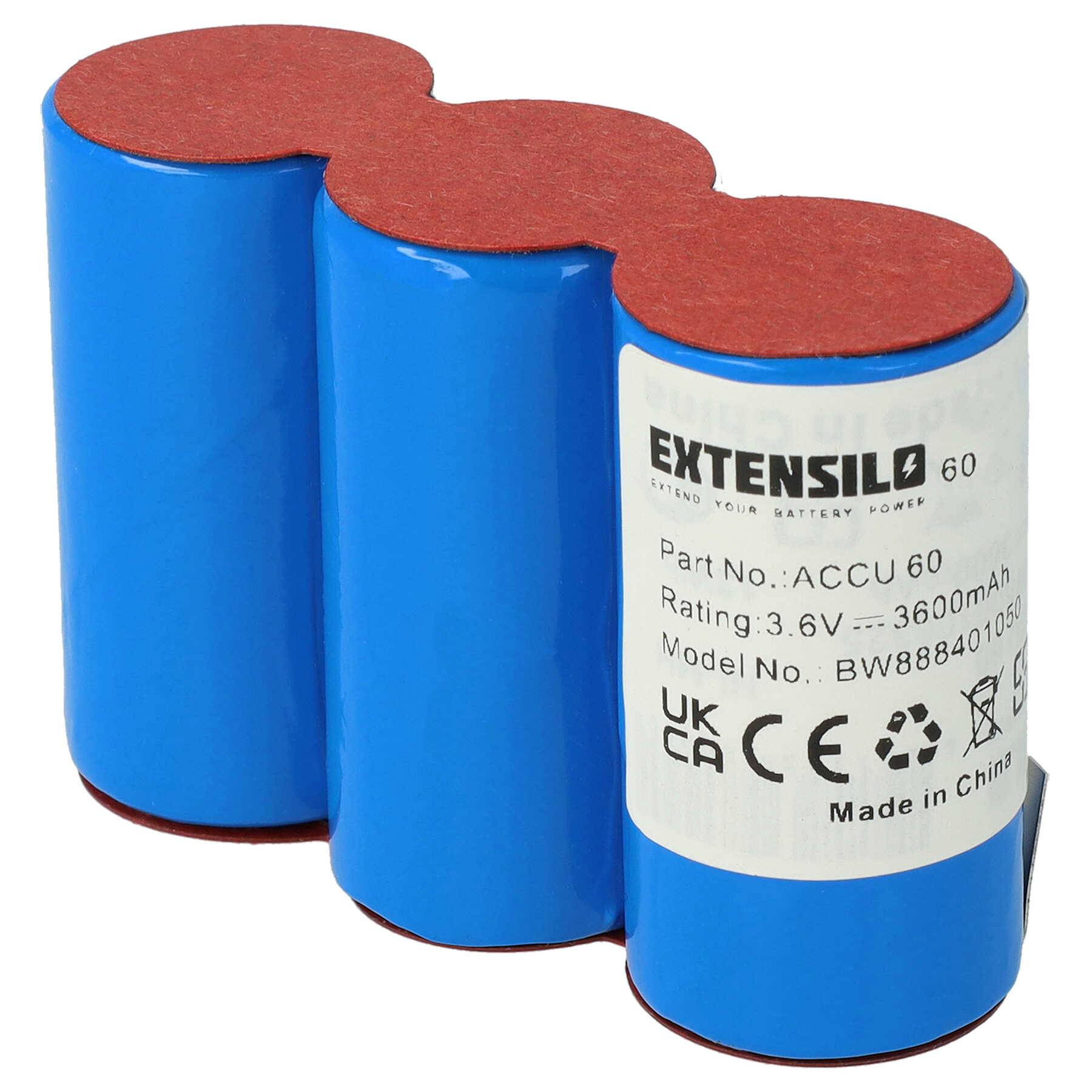 EXTENSILO Akku Ersatz für Wolf Garten RV-E6 für Rasenmäher (3600mAh, 3,6V, NiMH)