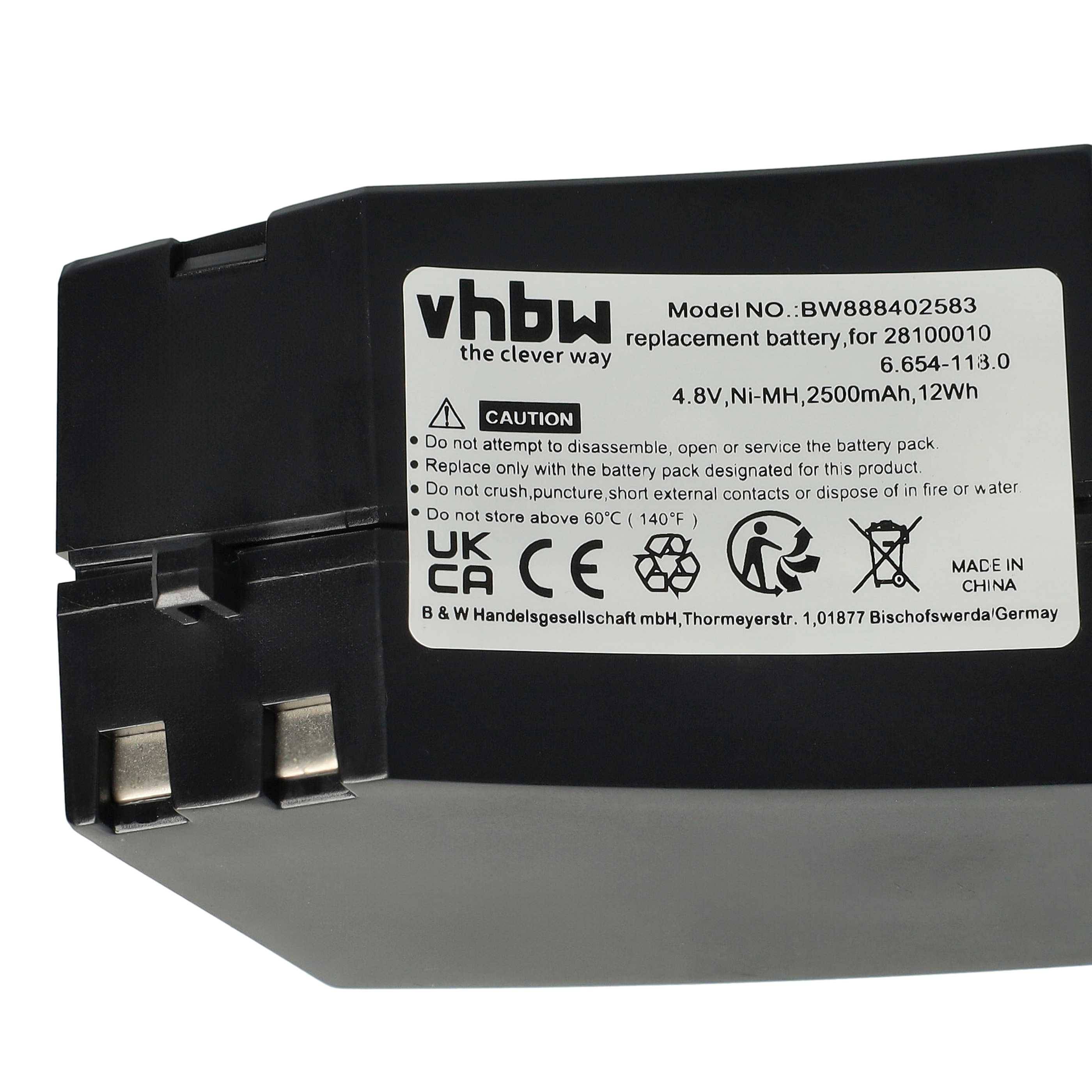vhbw Akku kompatibel mit Kärcher KC55, K65 Plus, KC55 Plus, K55, KB 5, K55 Pet, K55 Pet Plus Staubsauger Schwarz (2500 mAh, 4,8 V, NiMH)