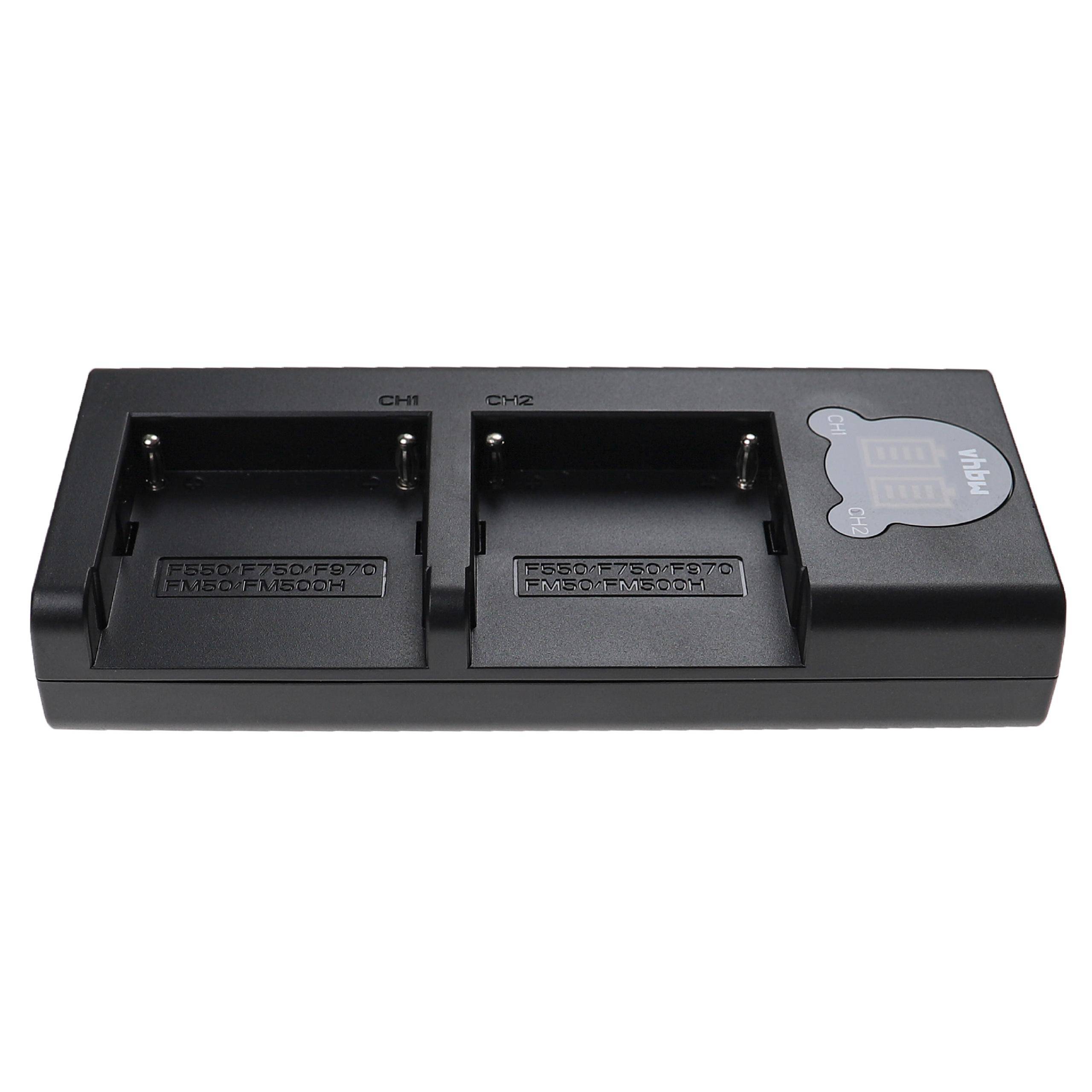 vhbw Dual USB Ladegerät kompatibel mit Sony Hi8 CCD-TR215, CCD-TR200, CCD-TR1 Kamera Camcorder/Akku - Ladeschale + Micro-USB-Kabel, Ladeanzeige