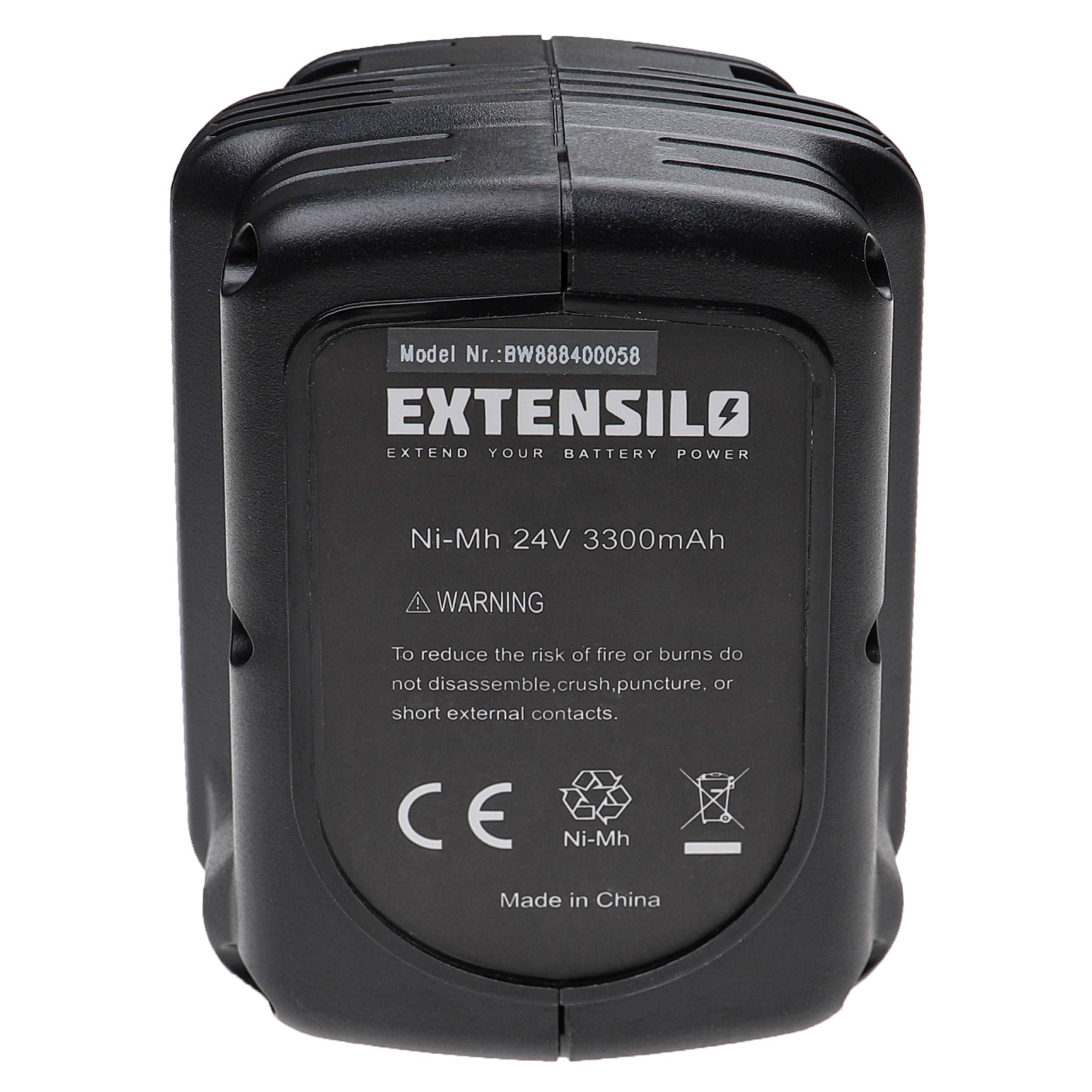 EXTENSILO 3x Akku kompatibel mit Dewalt DW004K, DW004K-2, DC224KB, DW004, DW005, DW004K2C, DW004K2H Werkzeug (3300 mAh, NiMH, 24 V)