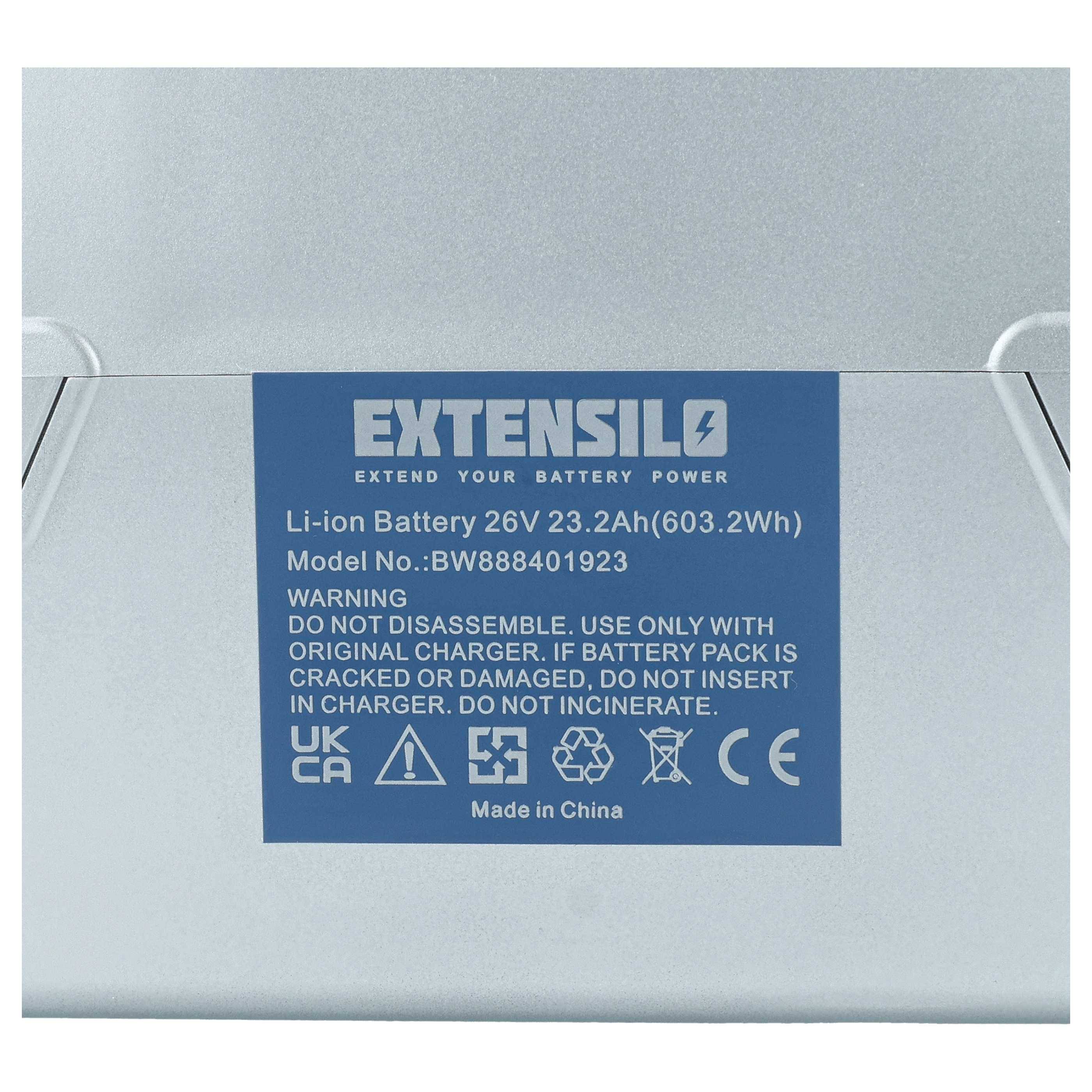 EXTENSILO Akku kompatibel mit Kalkhoff Agattu XXL C 8-G Nexus E-Bike (23,2 Ah, 25,2 V, Li-Ion) - Silber