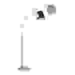 Stehlampe Bogenlampe Wohnzimmer grau Stehleuchte Deckenfluter dreiflammig Stoffschirm, Metal Textil, 3x E27 Fassung, LxH 100 x 190 cm
