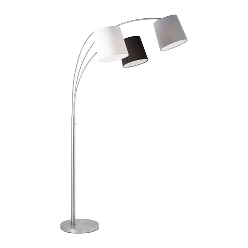 Stehlampe Bogenlampe Wohnzimmer grau Stehleuchte Deckenfluter dreiflammig Stoffschirm, Metal Textil, 3x E27 Fassung, LxH 100 x 190 cm Stehlampe Bogenlampe Wohnzimmer grau Stehleuchte Deckenfluter dreiflammig Stoffschirm, Metal Textil, 3x E27 Fassung, LxH 100 x 190 cm