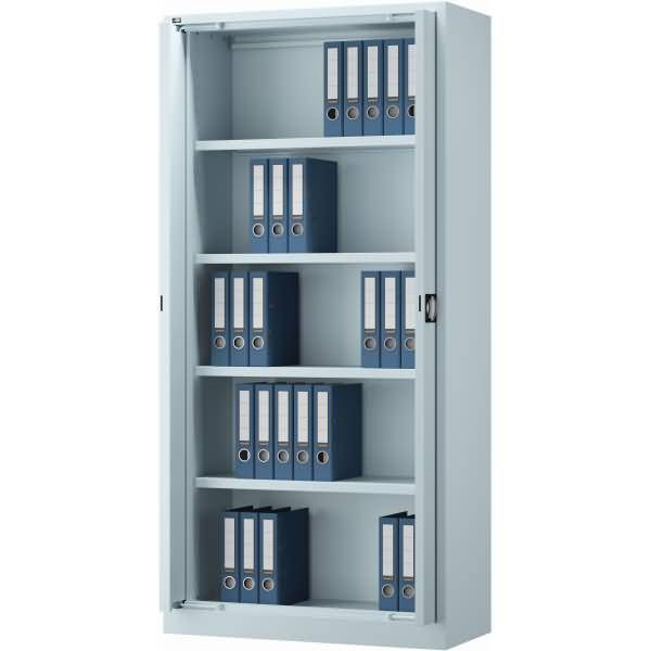 Flügeltürenschrank 1 Tür 4 Böden HxBxT 195x95x42cm lichtgrau