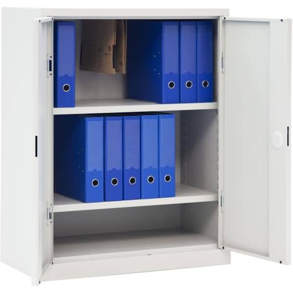 Flügeltürenschrank Eco montiert 2 Böden 2,5 OH HxBxT 100x80x42cm lichtgrau