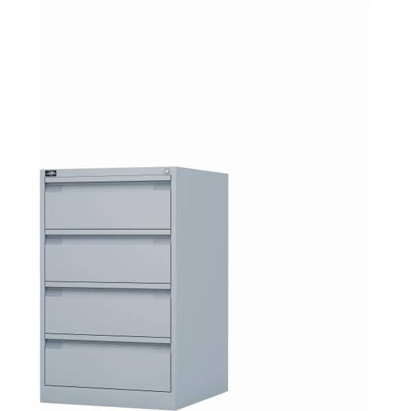 Bisley Karteischrank ECO, doppelbahnig, DIN A5, 4 Schubladen, Farbe lichtgrau