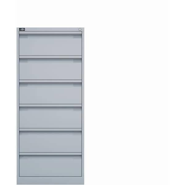 Bisley Karteischrank ECO, doppelbahnig, DIN A5, 6 Schubladen, Farbe lichtgrau