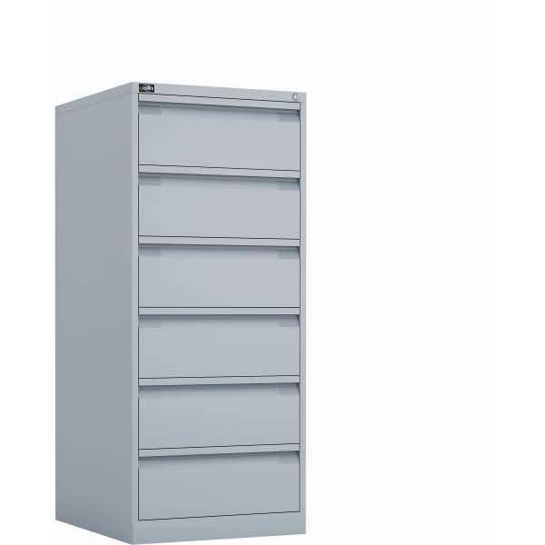 Bisley Karteischrank ECO, doppelbahnig, DIN A5, 6 Schubladen, Farbe lichtgrau
