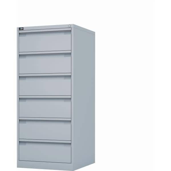 Bisley Karteischrank ECO, doppelbahnig, DIN A5, 6 Schubladen, Farbe lichtgrau