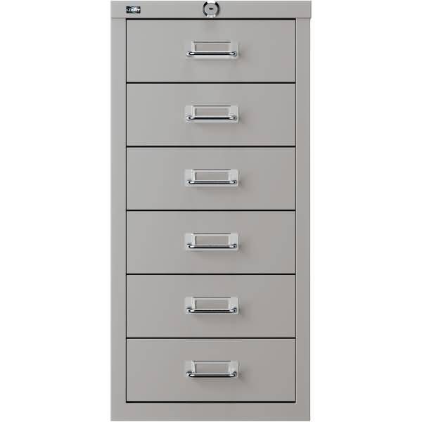 Schubladenschrank Eco, DIN A4, 6 Schubladen, Farbe silber