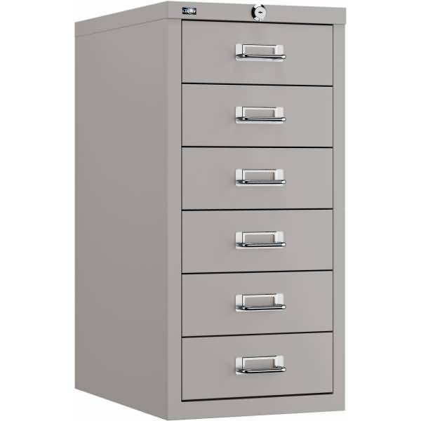 Schubladenschrank Eco, DIN A4, 6 Schubladen, Farbe silber