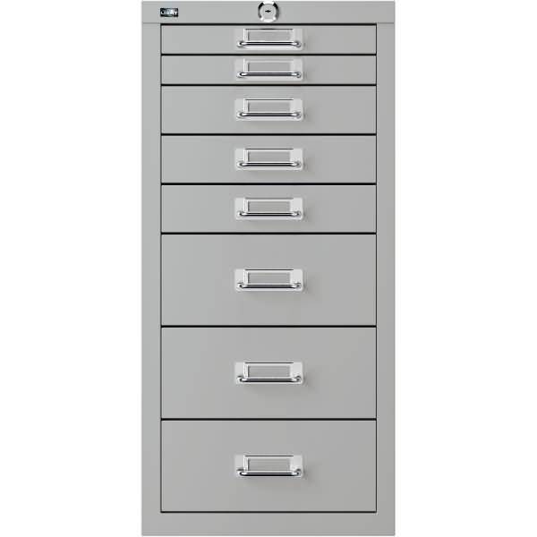 Schubladenschrank Eco, DIN A4, 8 Schubladen, Farbe silber
