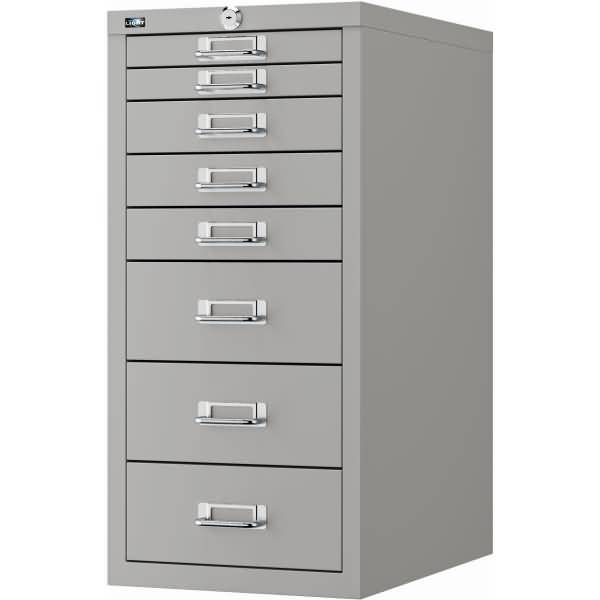 Schubladenschrank Eco, DIN A4, 8 Schubladen, Farbe silber