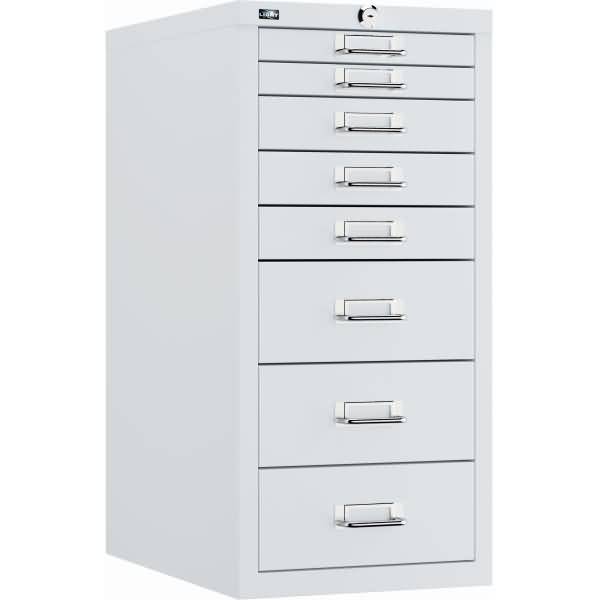 Schubladenschrank Eco, DIN A4, 8 Schubladen, Farbe verkehrsweiß