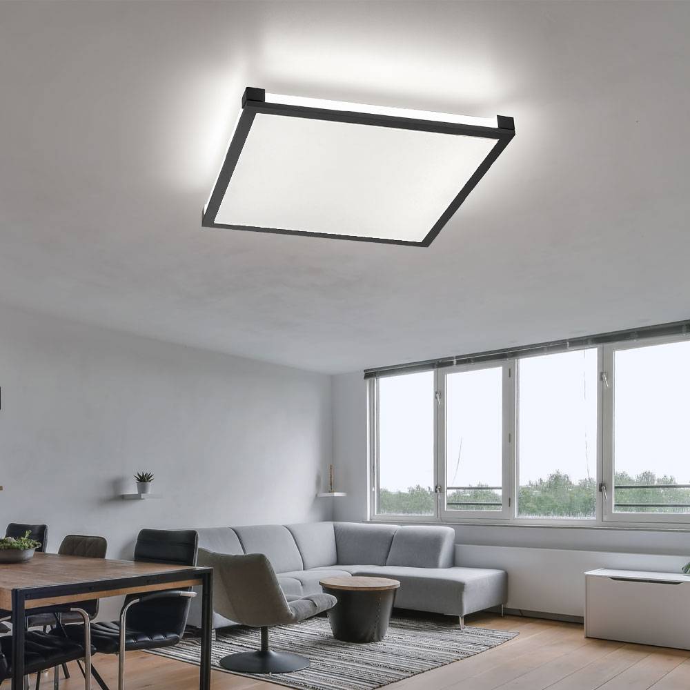 Panel Deckenleuchte Schlafzimmer Backlight Deckenlampe RGB LED Panel CCT Fernbedienung, Metall Kunststoff schwarz, 24W 1400lm warmweiß-kaltweiß, BxH