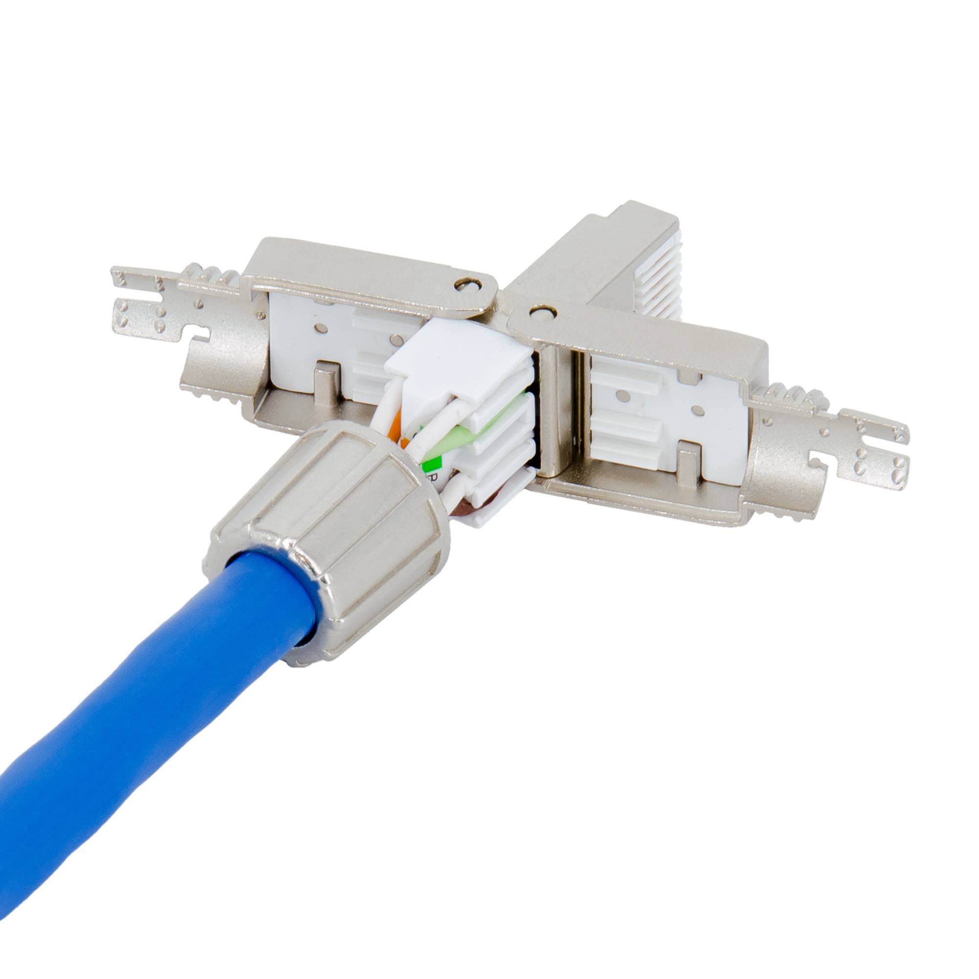 PremiumX 2x Netzwerkstecker RJ45 Cat 8 Stecker Stahl für Verlegekabel Netzwerkkabel Kabel Ethernet Werkzeuglos Werkzeugfrei LAN Anschluss 40 Gbit/s